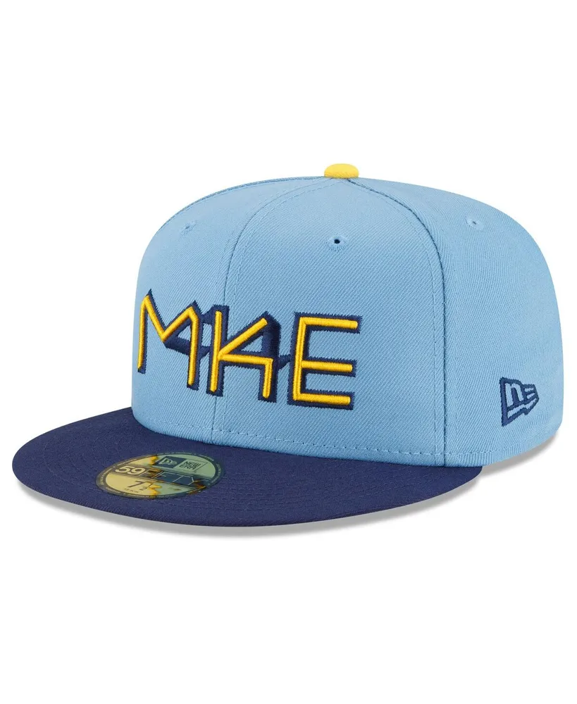 New Era Men's New Era Powder Blue Milwaukee Brewers City Connect 59FIFTY  Fitted Hat