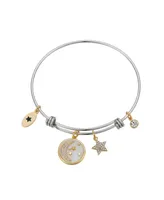 Unwritten Moon and Crystal Star Charm Bangle - Gold-Plated, Two