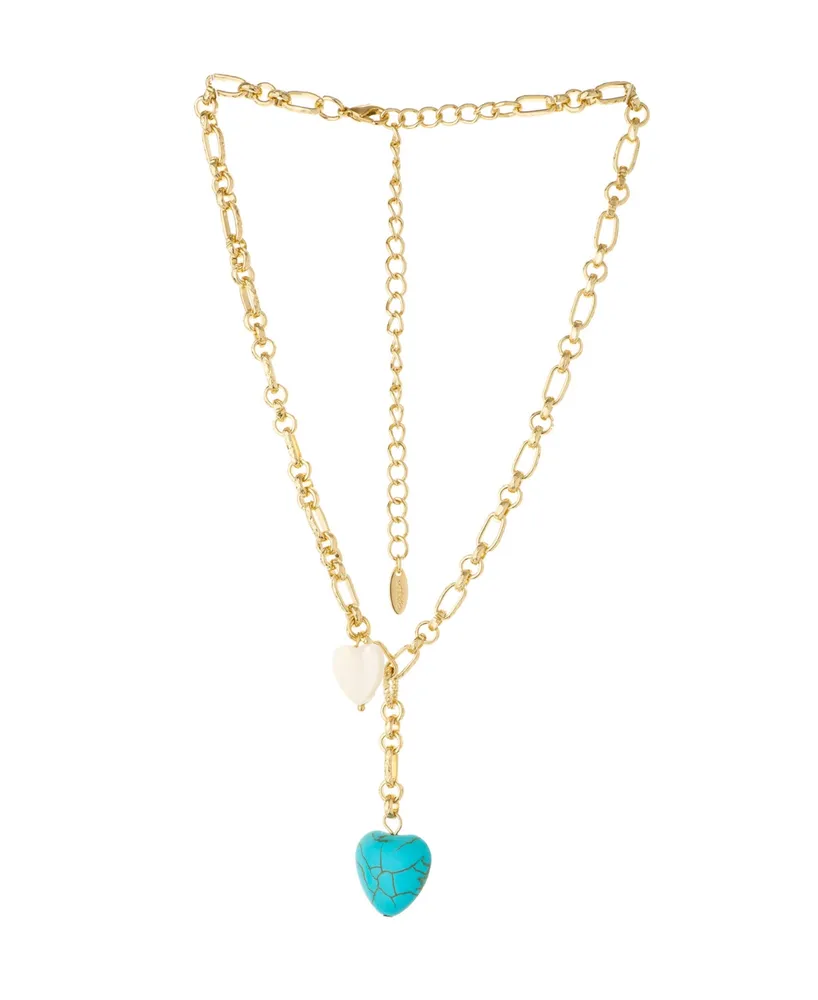 Ettika 18K Gold Plated Synthetic Turquoise Heart Necklace - Gold