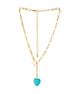 Ettika 18K Gold Plated Synthetic Turquoise Heart Necklace - Gold