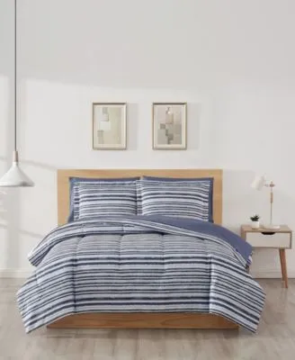 Style 212 Stripe Blue Grey Bed In A Bag Collection