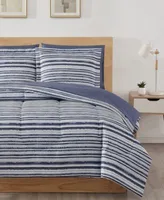 Style 212 Stripe Blue Grey Bed In A Bag Collection