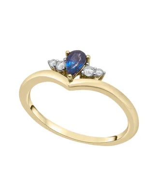 Macy's Blue and White Sapphire Ring in 14K Yellow Gold Over Sterling Silver