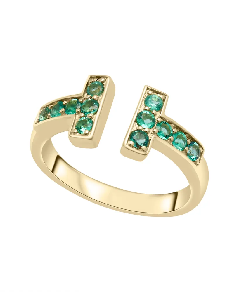 Macy's Emerald Ring Set in 14K Yellow Gold Over Sterling Silver