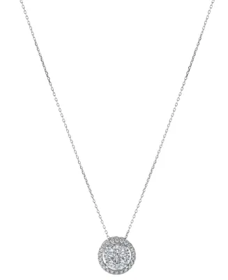 Diamond Halo Cluster 18" Pendant Necklace (1/2 ct. t.w.) in 14k White Gold