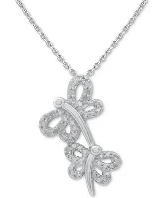 Diamond Dragonfly 18" Pendant Necklace (1/10 ct. t.w.) in Sterling Silver