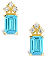 Topaz (1-/8 ct. t.w.) and Diamond (1/8 Stud Earrings 14K Yellow Gold or White