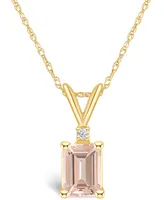 Morganite (/ ct. t.w.) and Diamond Accent Pendant Necklace 14K Yellow Gold or White