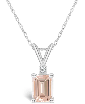 Morganite (7/8 ct. t.w.) and Diamond Accent Pendant Necklace in 14K Yellow Gold or 14K White Gold