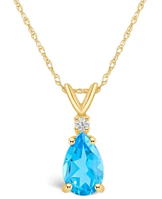 Topaz (1-/ ct. t.w.) and Diamond Accent Pendant Necklace 14K Gold or White