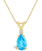 Topaz (1-/ ct. t.w.) and Diamond Accent Pendant Necklace 14K Gold or White