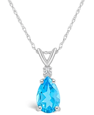 Blue Topaz (1-3/8 ct. t.w.) and Diamond Accent Pendant Necklace 14K Yellow Gold or White