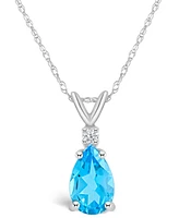 Blue Topaz (1-3/8 ct. t.w.) and Diamond Accent Pendant Necklace 14K Yellow Gold or White