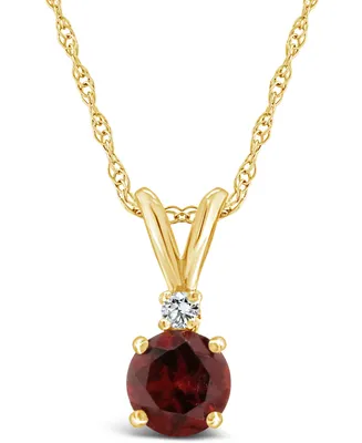 Garnet (5/8 ct. t.w.) and Diamond Accent Pendant Necklace 14K Yellow Gold or White