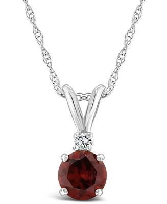 Garnet (5/8 ct. t.w.) and Diamond Accent Pendant Necklace 14K Yellow Gold or White