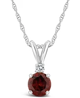 Garnet (5/8 ct. t.w.) and Diamond Accent Pendant Necklace 14K Yellow Gold or White