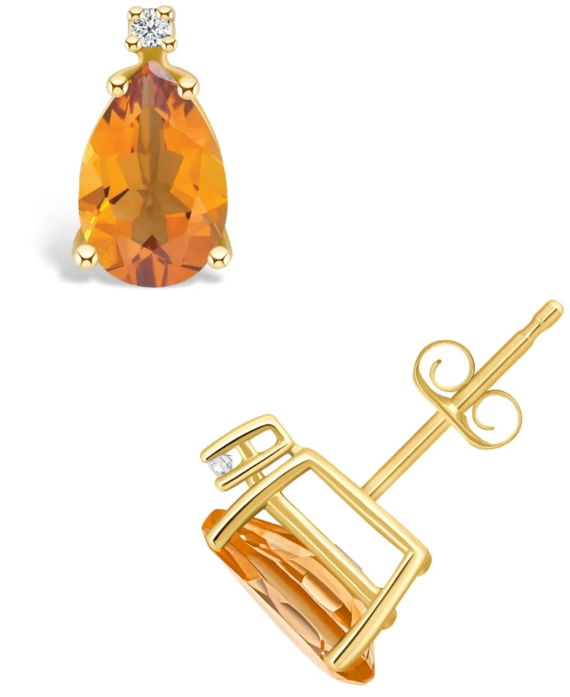 Citrine (1-7/8 ct. t.w.) and Diamond Accent Stud Earrings 14K Yellow Gold or White