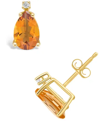 Citrine (1-7/8 ct. t.w.) and Diamond Accent Stud Earrings 14K Yellow Gold or White