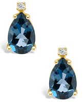 London Blue Topaz (2-1/10 ct. t.w.) and Diamond Accent Stud Earrings 14K Yellow Gold or White