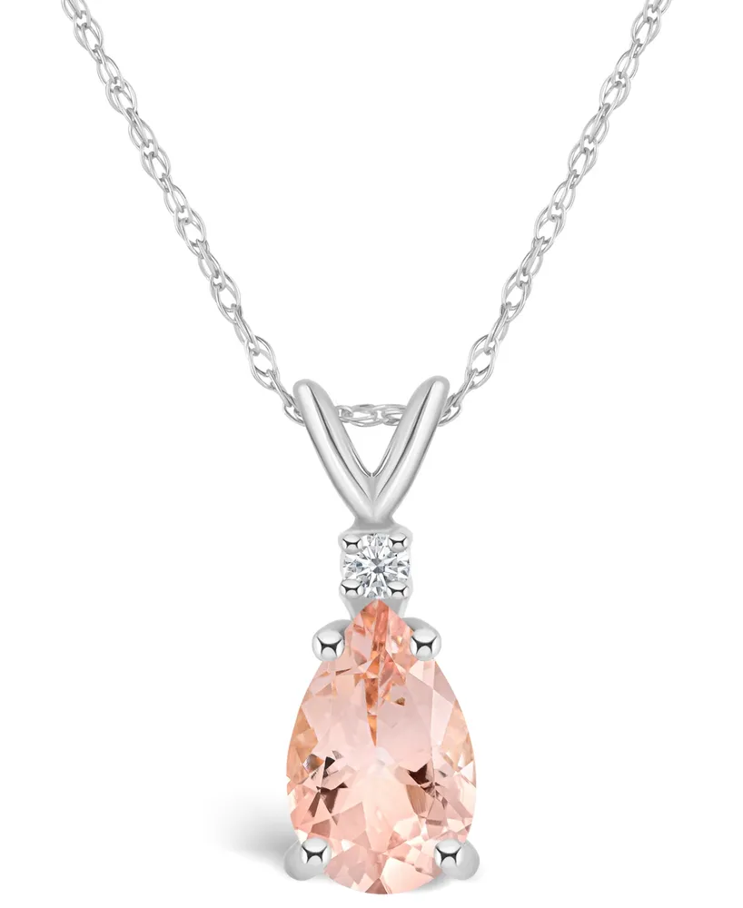 Morganite (3/4 ct. t.w.) and Diamond Accent Pendant Necklace in 14K Yellow Gold or 14K White Gold