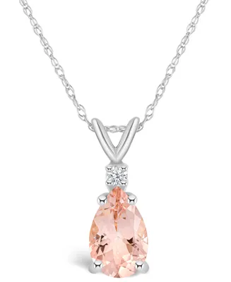 Morganite (3/4 ct. t.w.) and Diamond Accent Pendant Necklace in 14K Yellow Gold or 14K White Gold