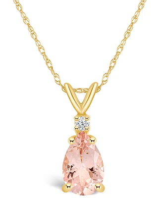 Morganite (3/4 ct. t.w.) and Diamond Accent Pendant Necklace 14K Yellow Gold or White