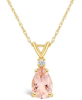 Morganite (/ ct. t.w.) and Diamond Accent Pendant Necklace 14K Yellow Gold or White