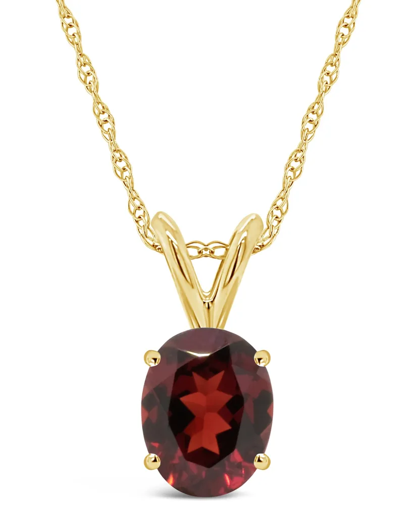 Garnet (1-1/2 ct.t.w) Pendant Necklace 14K Yellow Gold