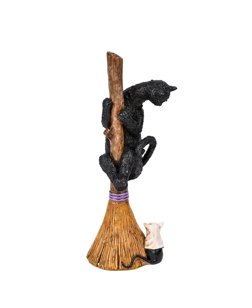 National Tree Company 13" Halloween Cat Climbing Broom