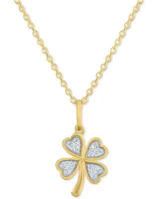 Diamond Accent Clover Pendant Necklace in 14k Gold-Plated Sterling Silver, 16" + 2" extender - Gold