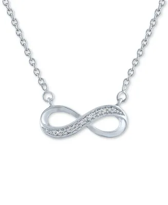 Diamond Accent Infinity Pendant Necklace in Sterling Silver, 16" + 2" extender