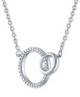 Diamond Accent Interlocking Circles Pendant Necklace in Sterling Silver, 16" + 2" extender