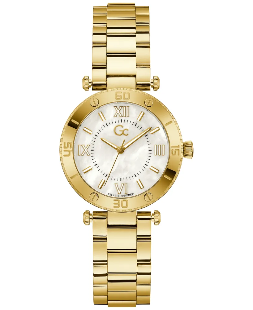 Guess Gc Muse Women's Swiss Gold-Tone Stainless Steel Bracelet Watch 34mm - Gold