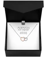 Diamond Accent Double Heart Pendant Necklace in Sterling Silver & 14k Rose Gold-Plate, 16" + 2" extender