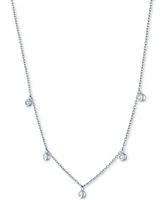 Diamond Accent Dangle Necklace Sterling Silver or 14k Gold-Plated Silver, 16" + 2" extender