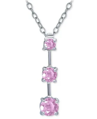 Giani Bernini Pink Cubic Zirconia Journey 18" Pendant Necklace in Sterling Silver, Created for Macy's