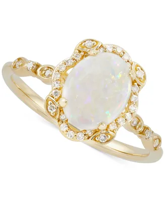 Opal (1 ct. t.w.) & Diamond (1/8 ct. t.w.) Ring in 14k Gold