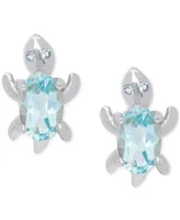 Blue Topaz Turtle Stud Earrings (1-1/8 ct t.w.) in Sterling Silver