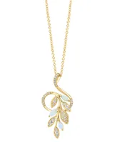Effy Opal (1/6 ct. t.w.) & Diamond (1/4 ct. t.w.) 18" Pendant Necklace in 14k Yellow Gold