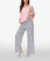 Ink+Ivy Women's Drop Sleeve Top with Wide Leg Lounge Pant Set, 2 Piece