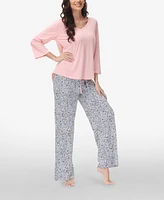 Ink+Ivy Women's Drop Sleeve Top with Wide Leg Lounge Pant Set, 2 Piece