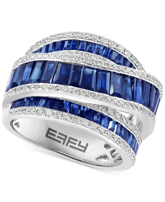 Effy Sapphire (3-3/4 ct. t.w.) & Diamond (3/4 ct. t.w.) Ring in 14k White Gold