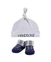Hudson Baby Boys Cap and Socks Set, Handsome, 0-9 Months