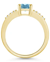 Aquamarine (1-3/8 ct .t.w.) and Diamond (1/8 Ring 14K Yellow Gold