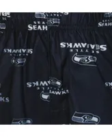Preschool Boys and Girls Seattle Seahawks Allover Logo Navy Blue Flannel Pajama Pants