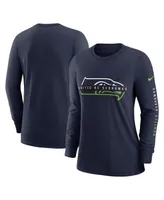 Women's Nike College Navy Seattle Seahawks Prime Split Long Sleeve T-shirt