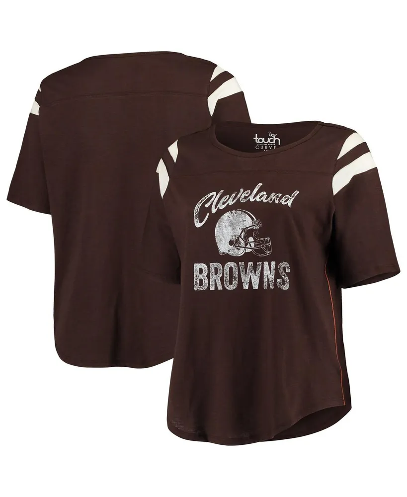 Women's Touch Brown Cleveland Browns Waffle Raglan Long Sleeve T-Shirt