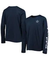 Big Boys Columbia Navy and White Dallas Cowboys Terminal Tackle Omni-Shade Long Sleeve T-shirt