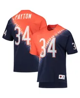 Men's Mitchell & Ness Walter Payton Orange, Navy Chicago Bears Retired Player Name and Number Diagonal Tie-Dye V-Neck T-shirt