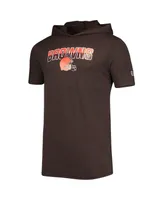 Men's New Era Heathered Brown Cleveland Browns Team Brushed Hoodie T-shirt